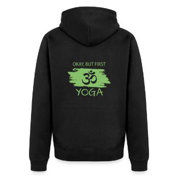 yoga - Unisex Premium Bio Zip Hoodie - Schwarz - Hinten - Nico (187cm)