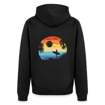 Beach Surfing Surfboard Vintage Surfer Beach Surf - Veste à capuche bio Premium Unisexe - noir - Dos - Nico (187cm)