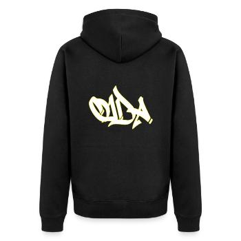 Oida - Unisex Premium Bio Zip Hoodie - Schwarz - Hinten - Nico (187cm)