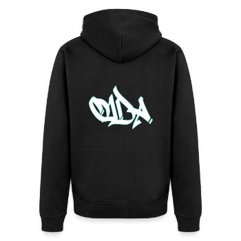 Oida - Unisex Premium Bio Zip Hoodie - Schwarz - Hinten - Nico (187cm)