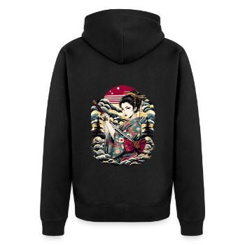 Geisha japonaise - Veste à capuche bio Premium Unisexe - noir - Dos - Nico (187cm)