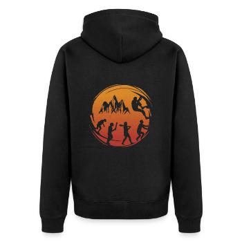 Klettern Kletterhalle Bergsteiger Boulder Bouldern - Unisex Premium Bio Zip Hoodie - Schwarz - Hinten - Nico (187cm)