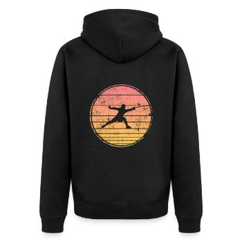 Fechter Fechtsport Fencing Fencer Fechten - Unisex Premium Bio Zip Hoodie - Schwarz - Hinten - Nico (187cm)