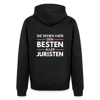 Sie sehen hier den Besten aller Juristen - Unisex Premium Bio Zip Hoodie - Schwarz - Hinten - Nico (187cm)
