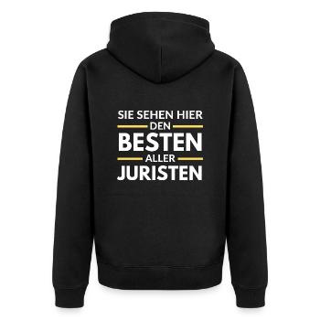 Sie sehen hier den Besten aller Juristen - Unisex Premium Bio Zip Hoodie - Schwarz - Hinten - Nico (187cm)