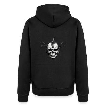 Skull – Dark design in ink look - Unisex Premium Organic Zip Hoodie - black - Back - Nico (187cm)