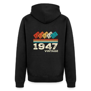 Legendary Since 1947 Vintage Retro Anniversary - Unisex Premium Organic Zip Hoodie - black - Back - Nico (187cm)