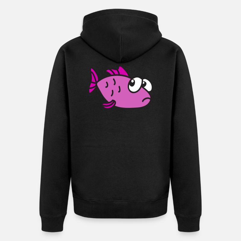 Poisson cool mignon drôle - Veste à capuche bio Premium Unisexe - noir