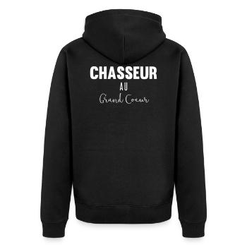 Chasseur au grand coeur - Veste à capuche bio Premium Unisexe - noir - Dos - Nico (187cm)