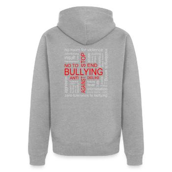 Stop bullying - Unisex Premium Organic Zip Hoodie - heather grey - Back - Nico (187cm)