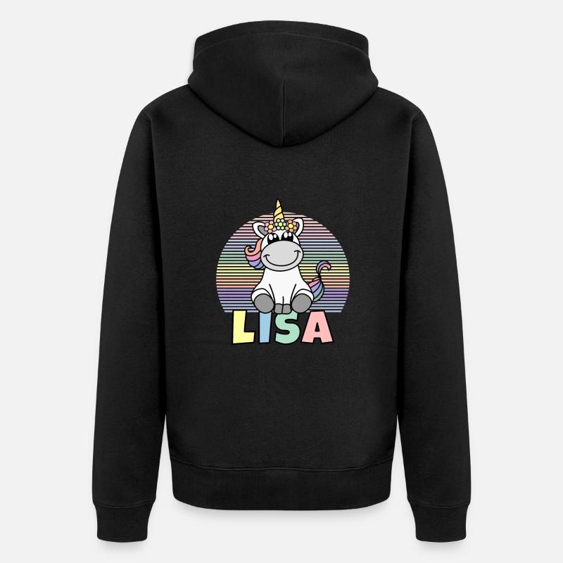 Lisa Einhorn Name - Unisex Premium Bio Zip Hoodie - Schwarz