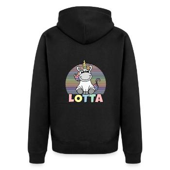 Nom de la licorne Lotta - Veste à capuche bio Premium Unisexe - noir - Dos - Nico (187cm)