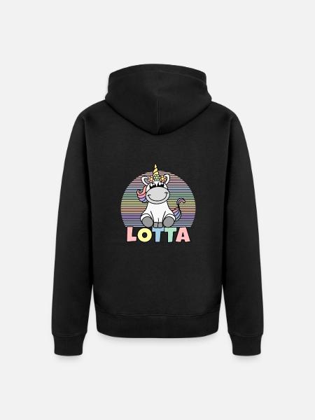 Lotta Einhorn Name - Unisex Premium Bio Zip Hoodie - Schwarz