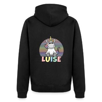 Luise Unicorn Name - Unisex Premium Organic Zip Hoodie - black - Back - Nico (187cm)