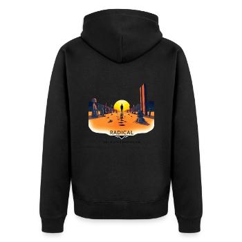 Radical self-portrayal - Unisex Premium Organic Zip Hoodie - black - Back - Nico (187cm)