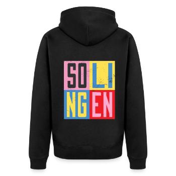 Solingen City Design - Unisex Premium Organic Zip Hoodie - black - Back - Nico (187cm)