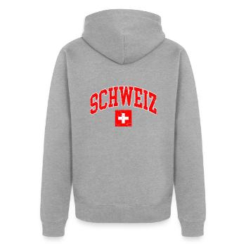 Schweiz Flagge - Unisex Premium Bio Zip Hoodie - Grau meliert - Hinten - Nico (187cm)