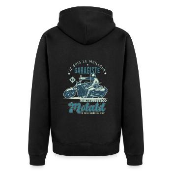 Motard le meilleur garagiste cadeau cool - Veste à capuche bio Premium Unisexe - noir - Dos - Nico (187cm)