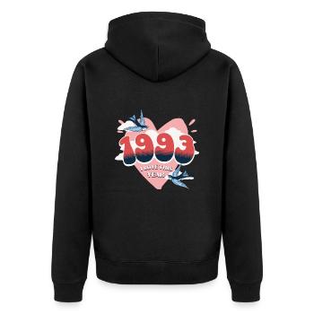 Geburtstag 30 Jahre verehrt Geburtsjahr 1993 - Unisex Premium Bio Zip Hoodie - Schwarz - Hinten - Nico (187cm)