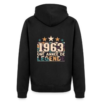 Homme Né En 1963 Anniversaire 60 Ans - Veste à capuche bio Premium Unisexe - noir - Dos - Nico (187cm)