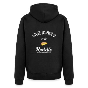 Vivre d'Amour et De Raclette - Veste à capuche bio Premium Unisexe - noir - Dos - Nico (187cm)