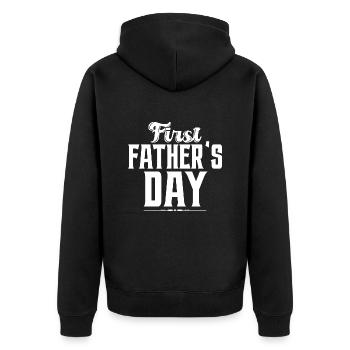Dad's First Father's Day - Unisex Premium Organic Zip Hoodie - black - Back - Nico (187cm)