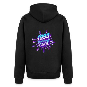 Cooles Jahr 1993 Jubiläum 30 Jahre - Unisex Premium Bio Zip Hoodie - Schwarz - Hinten - Nico (187cm)