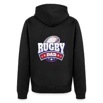 Vater Rugby-Spieler Geschenk Papa Rugby-Unterstützer - Unisex Premium Bio Zip Hoodie - Schwarz - Hinten - Nico (187cm)