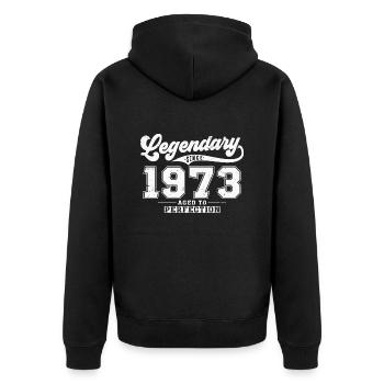 Legendary since 1973 Vintage Birthday Gift - Unisex Premium Organic Zip Hoodie - black - Back - Nico (187cm)