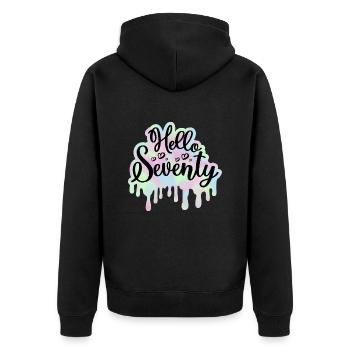 Celebrate 70th Birthday Woman 70 Years Tie Dye - Unisex Premium Organic Zip Hoodie - black - Back - Nico (187cm)