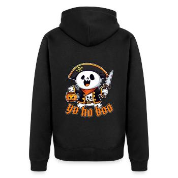 Lustig Halloween Piraten Geist T-Shirt Sweatshirt - Unisex Premium Bio Zip Hoodie - Schwarz - Hinten - Nico (187cm)