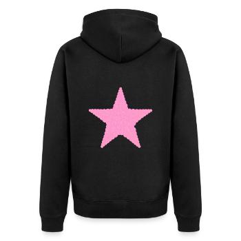 Weihnachten, Stern, Weihnachtskugeln, Pink - Unisex Premium Bio Zip Hoodie - Schwarz - Hinten - Nico (187cm)