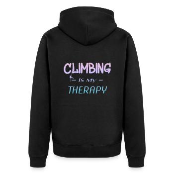 Klettern Kletterwand Climbing Bouldern - Unisex Premium Bio Zip Hoodie - Schwarz - Hinten - Nico (187cm)