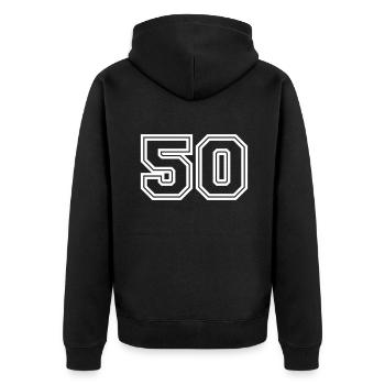 50 number symbol - Unisex Premium Organic Zip Hoodie - black - Back - Nico (187cm)