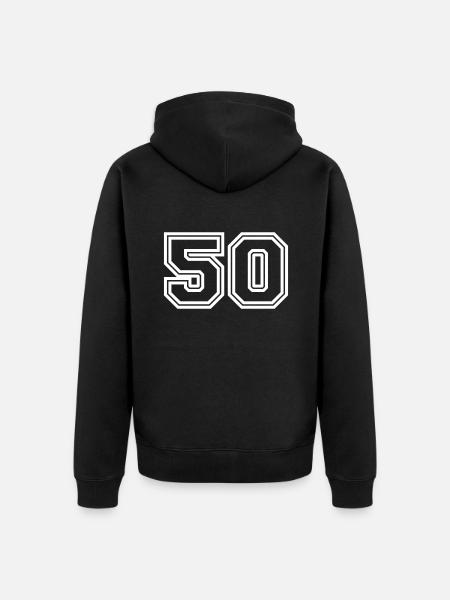 50 number symbol - Unisex Premium Organic Zip Hoodie - black