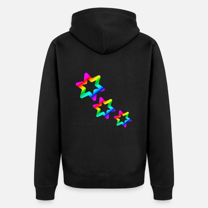 bunte Sterne Regenbogen - Unisex Premium Bio Zip Hoodie - Schwarz