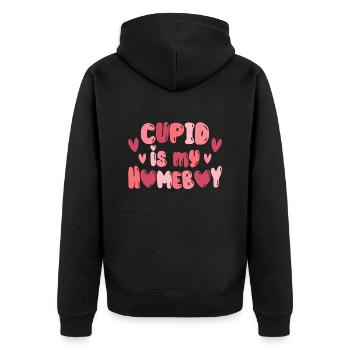 Pote Amor Humor Valentinstag Paar - Unisex Premium Bio Zip Hoodie - Schwarz - Hinten - Nico (187cm)