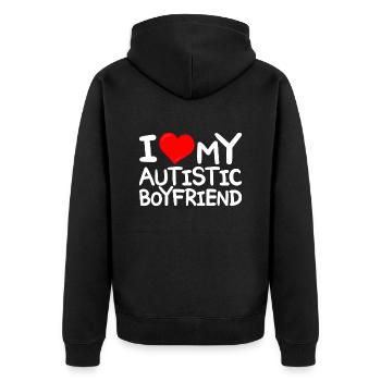 J'adore Copain Autiste J'aime Petit Ami Autiste - Veste à capuche bio Premium Unisexe - noir - Dos - Nico (187cm)