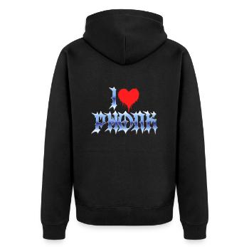 I love phonk - I love phonk music - Unisex Premium Organic Zip Hoodie - black - Back - Nico (187cm)