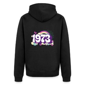Retro 1973 Fête Anniversaire Femme 50 Ans - Veste à capuche bio Premium Unisexe - noir - Dos - Nico (187cm)