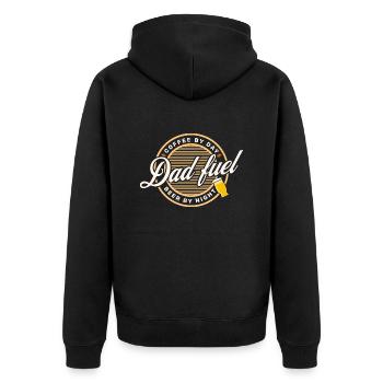 Humor Kaffee Bier Papa - Unisex Premium Bio Zip Hoodie - Schwarz - Hinten - Nico (187cm)