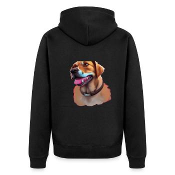 chiot joyeux Chien heureux adorable chien - Veste à capuche bio Premium Unisexe - noir - Dos - Nico (187cm)