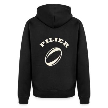 rugby position pilier - Veste à capuche bio Premium Unisexe - noir - Dos - Nico (187cm)