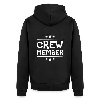 Crew Mitglied - Unisex Premium Bio Zip Hoodie - Schwarz - Hinten - Nico (187cm)