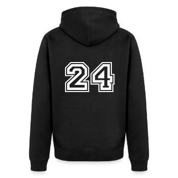 24 Number number - Unisex Premium Organic Zip Hoodie - black - Back - Nico (187cm)