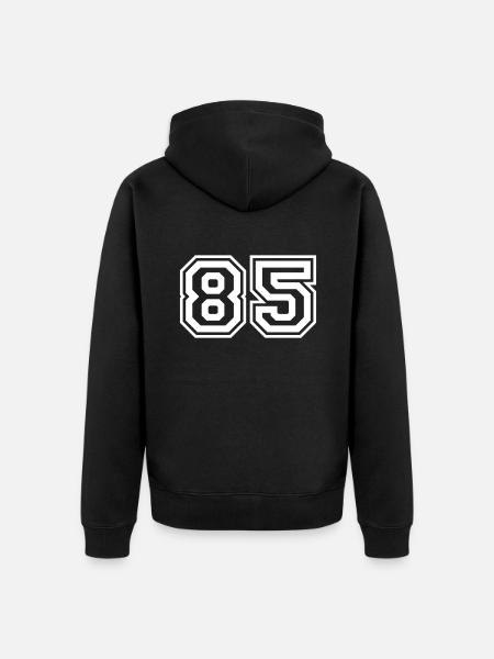 85 Numéro de numéro - Veste à capuche bio Premium Unisexe - noir