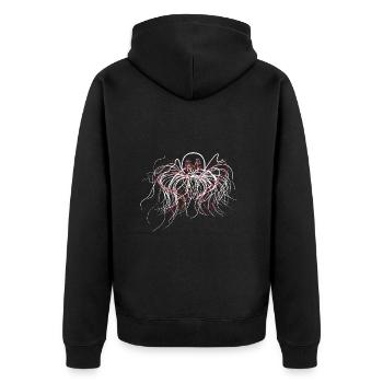 Jellyfish with red threads - Jellyfish motif - Unisex Premium Organic Zip Hoodie - black - Back - Nico (187cm)