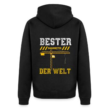Bester Bauarbeiter Der Welt - Unisex Premium Bio Zip Hoodie - Schwarz - Hinten - Nico (187cm)