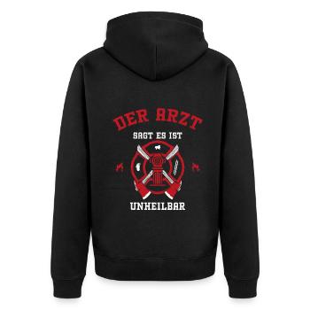 Der Arzt Sagt Es Ist Unheilbar - Unisex Premium Bio Zip Hoodie - Schwarz - Hinten - Nico (187cm)