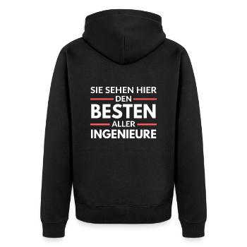 Sie sehen hier den Besten aller Ingenieure - Unisex Premium Bio Zip Hoodie - Schwarz - Hinten - Nico (187cm)